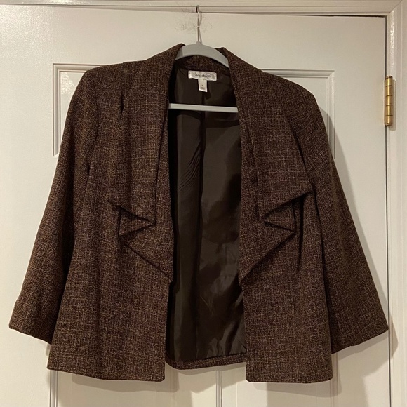 Dressbarn Brown Tweed Waterfall Blazer – Women’s Size Medium - Picture 1 of 9